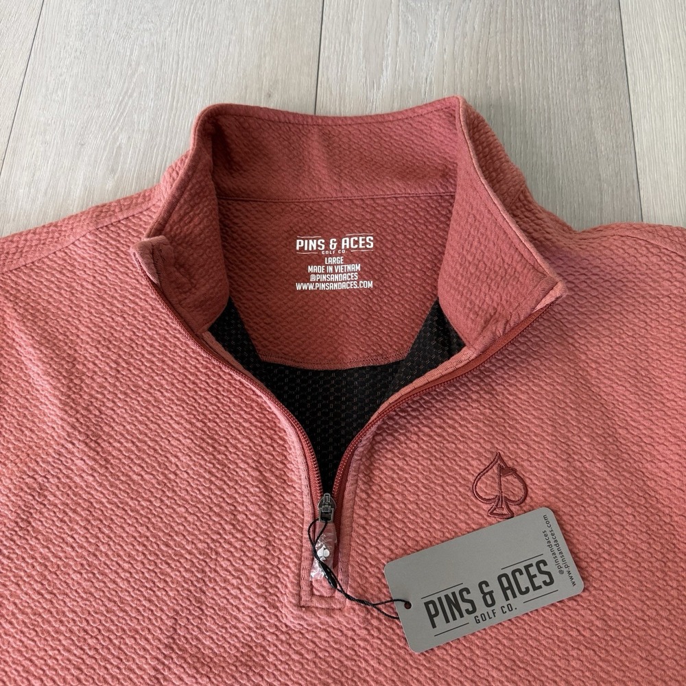 Pins & Aces Player Preferred Stretch Waffle Knit Pullover Men's Size L Large NWT